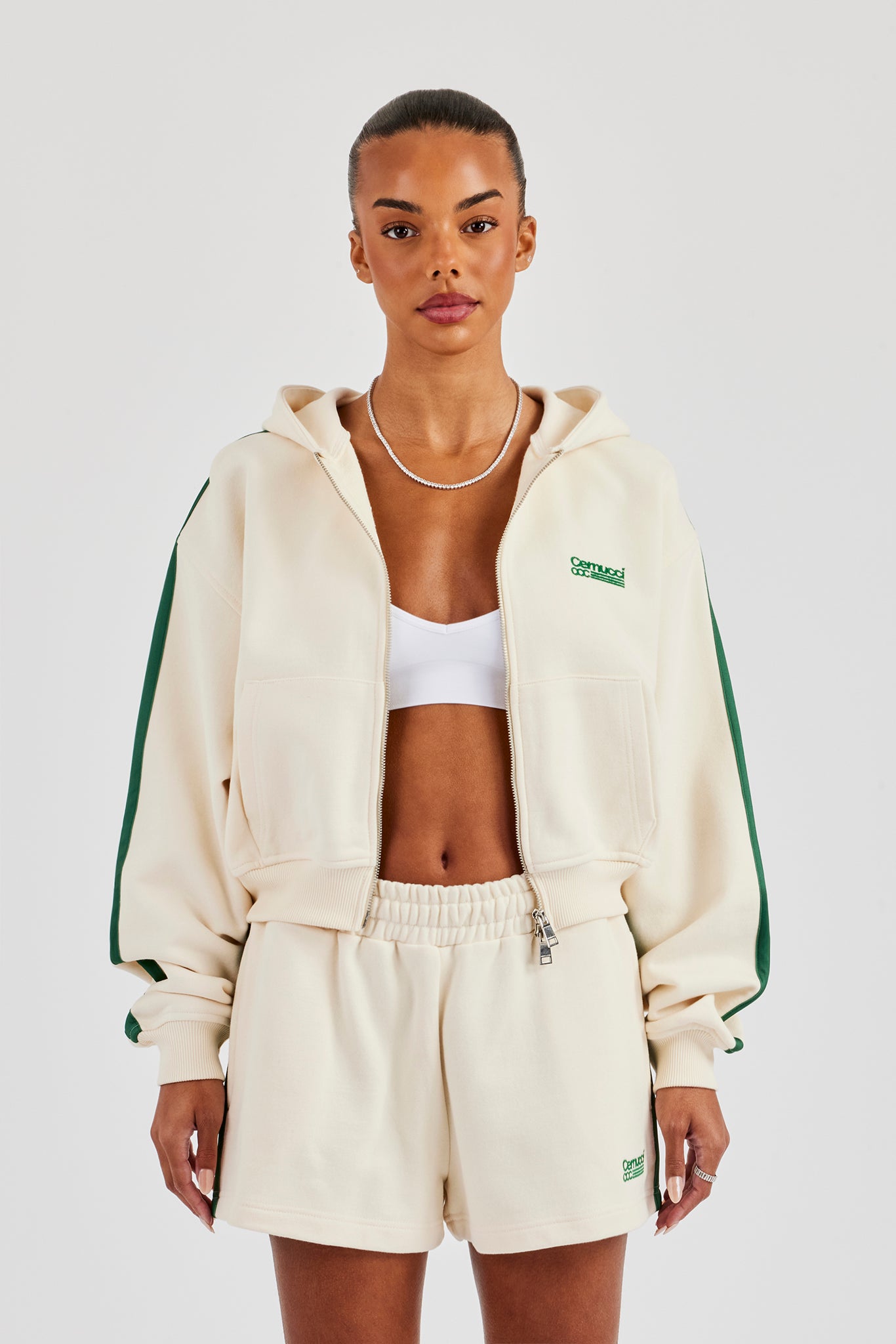 CCC Taping Boxy Zip Through Hoodie - Off White