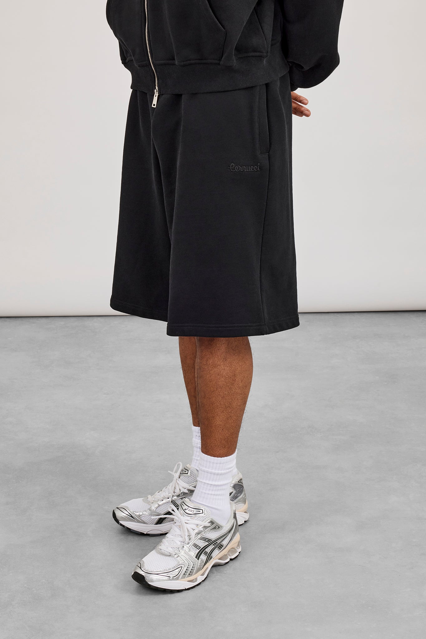 Embroidered Jersey Jort - Black
