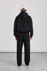 Zip Through Boxy Hoodie & Relaxed Jogger - Black