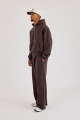 Zip-Through Boxy Hoodie & Baggy Fit Jogger – Coffee