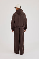 Zip-Through Boxy Hoodie & Baggy Fit Jogger – Coffee