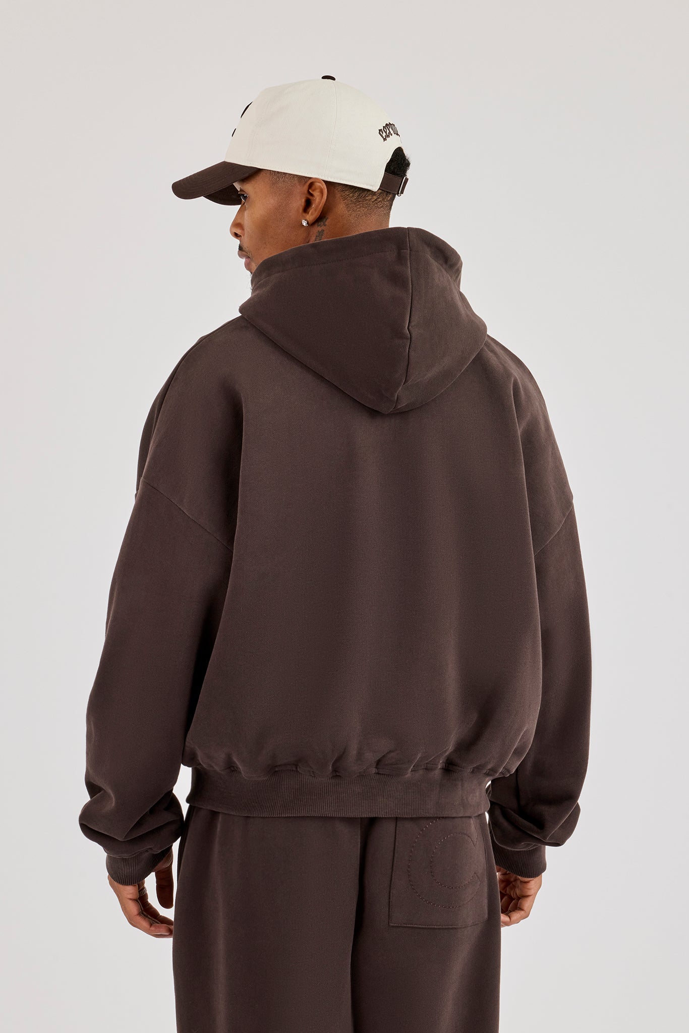 Zip Through Boxy Hoodie – Coffee