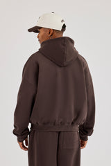 Zip Through Boxy Hoodie – Coffee