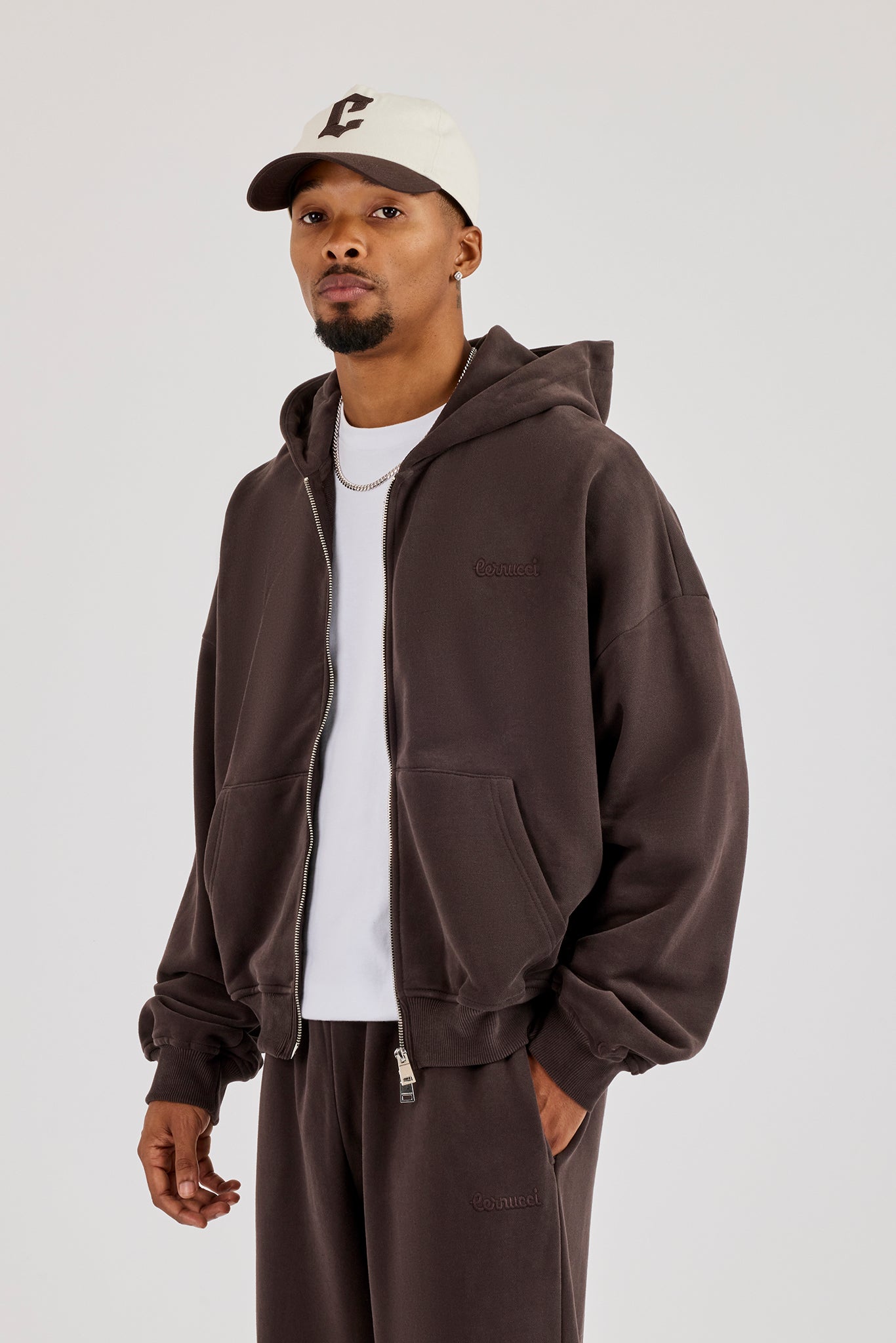 Zip Through Boxy Hoodie – Coffee