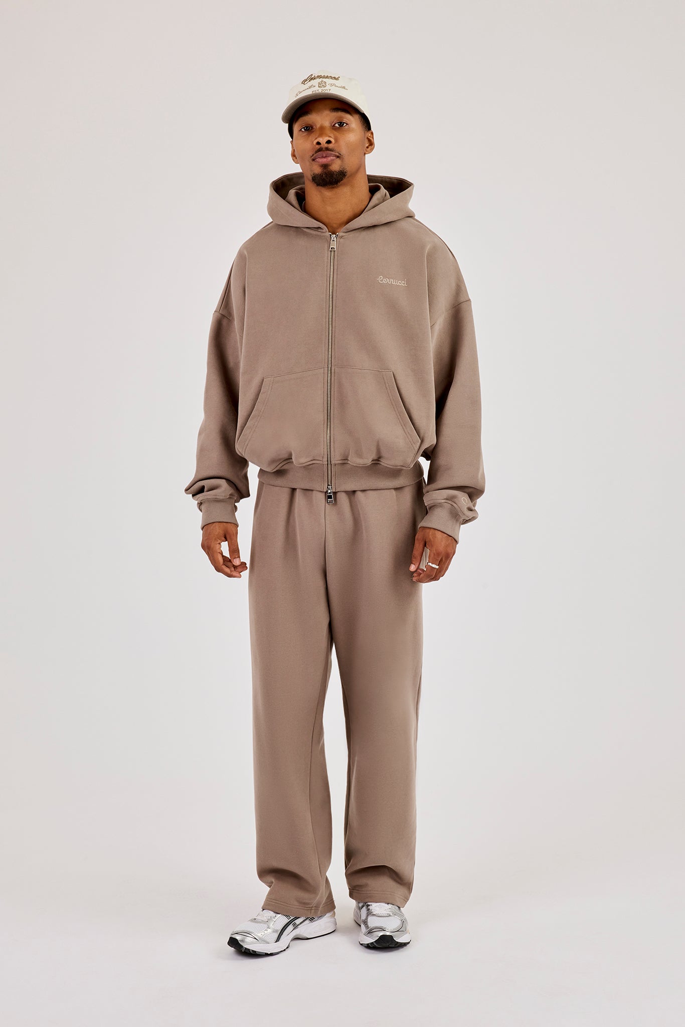 Zip Through Boxy Hoodie & Jogger - Falcon Stone