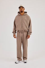 Zip Through Boxy Hoodie & Jogger - Falcon Stone