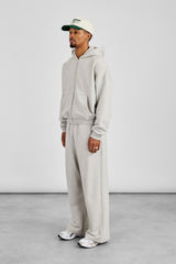 Kapuzenjacke mit Reißverschluss und Jogginghose im Baggy-Fit – Graumeliert