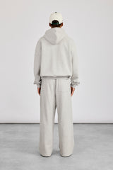 Kapuzenjacke mit Reißverschluss und Jogginghose im Baggy-Fit – Graumeliert