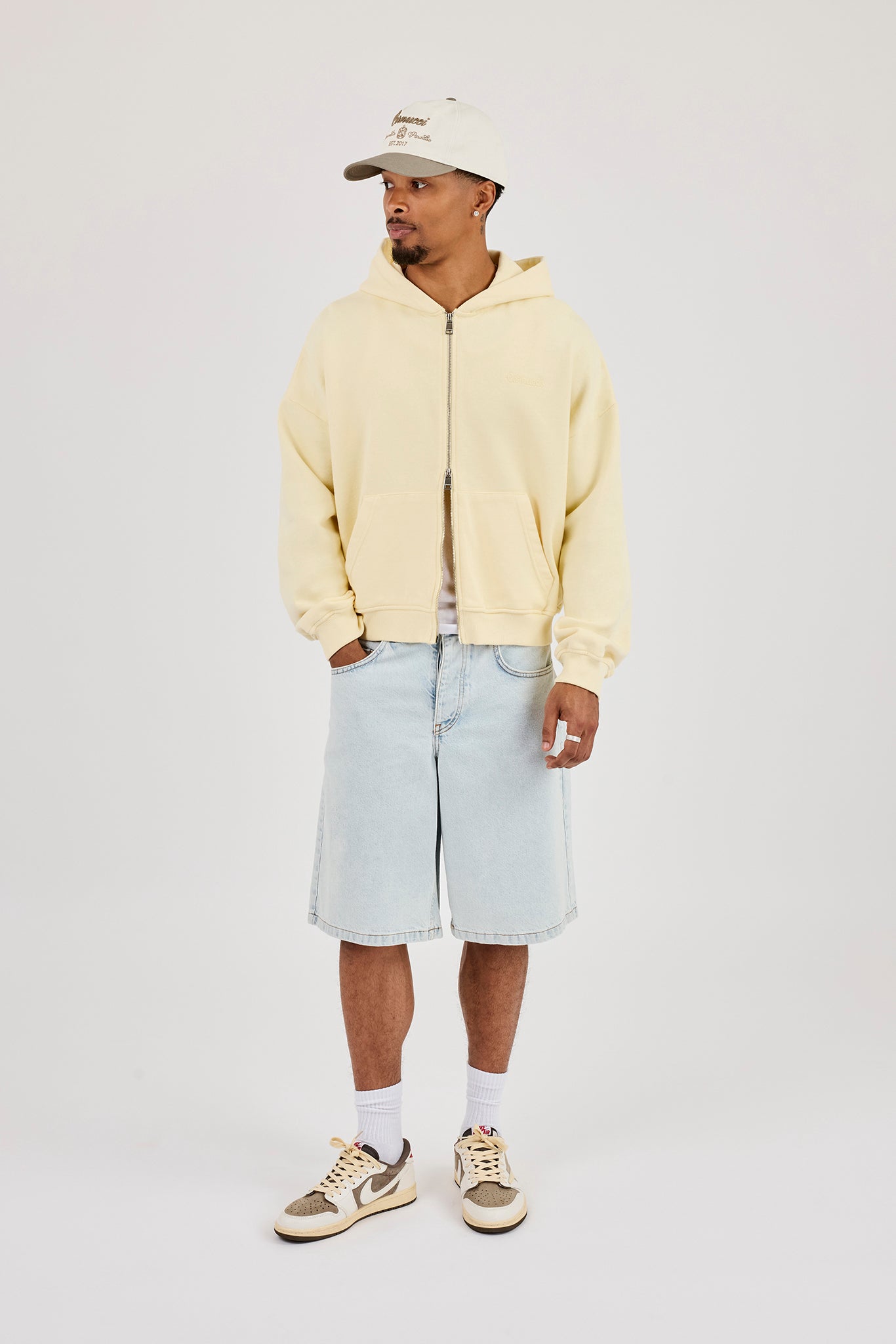 Zip Through Boxy Hoodie - Lemon