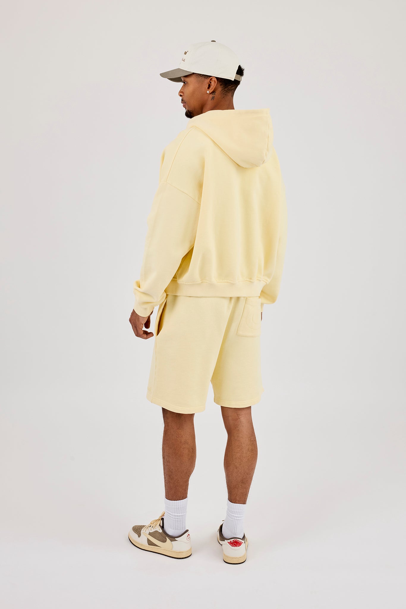 Zip Through Boxy Hoodie & Relaxed Jersey Short - Lemon