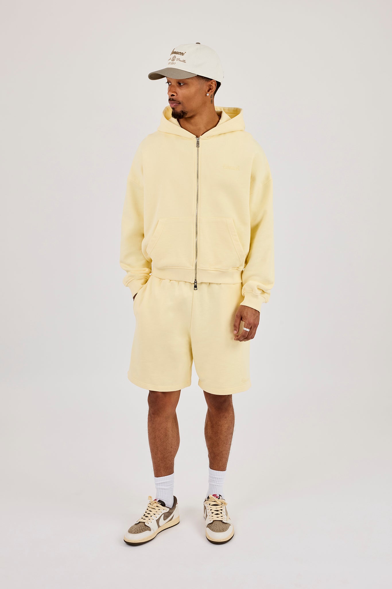 Zip Through Boxy Hoodie - Lemon