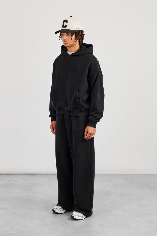 Boxy Hoodie & Baggy Fit Jogger - Black