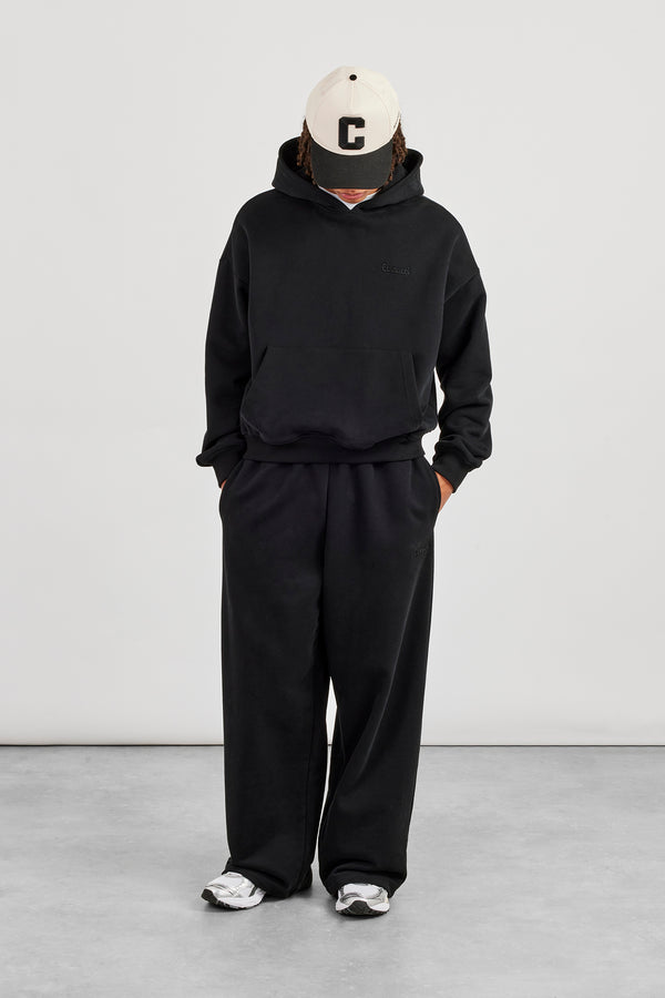 Boxy Hoodie & Baggy Fit Jogger - Black