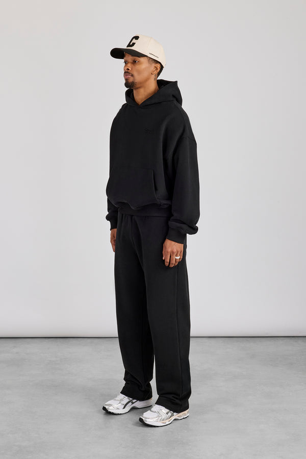 Boxy-Hoodie und lässige Jogginghose – Schwarz