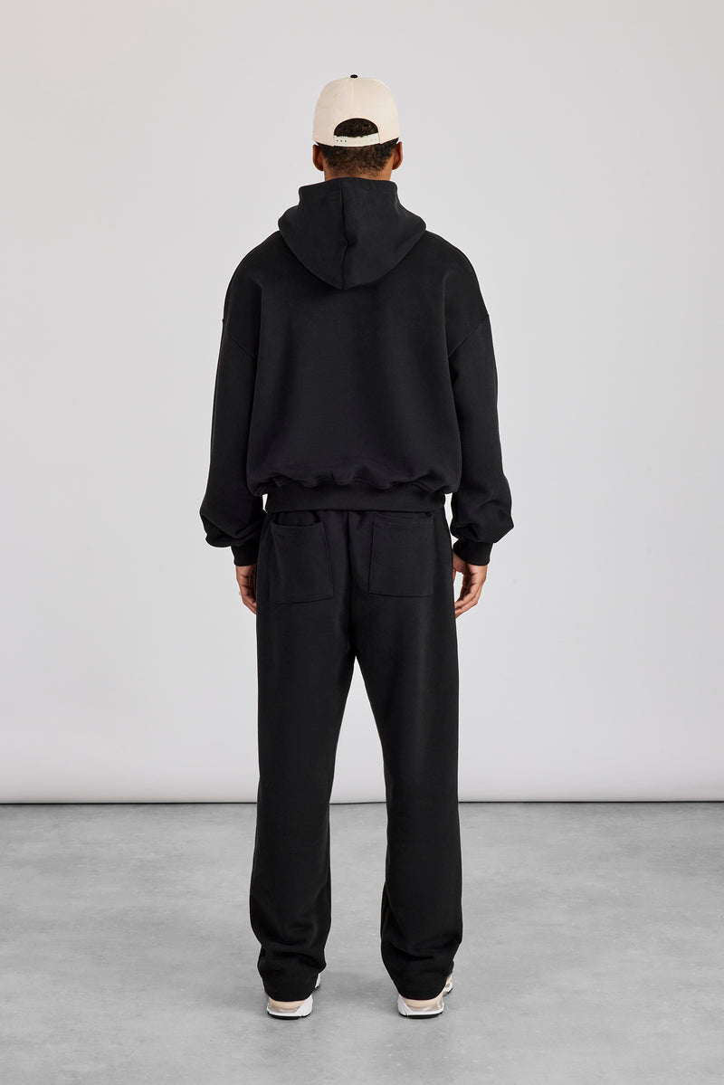Boxy-Hoodie und lässige Jogginghose – Schwarz
