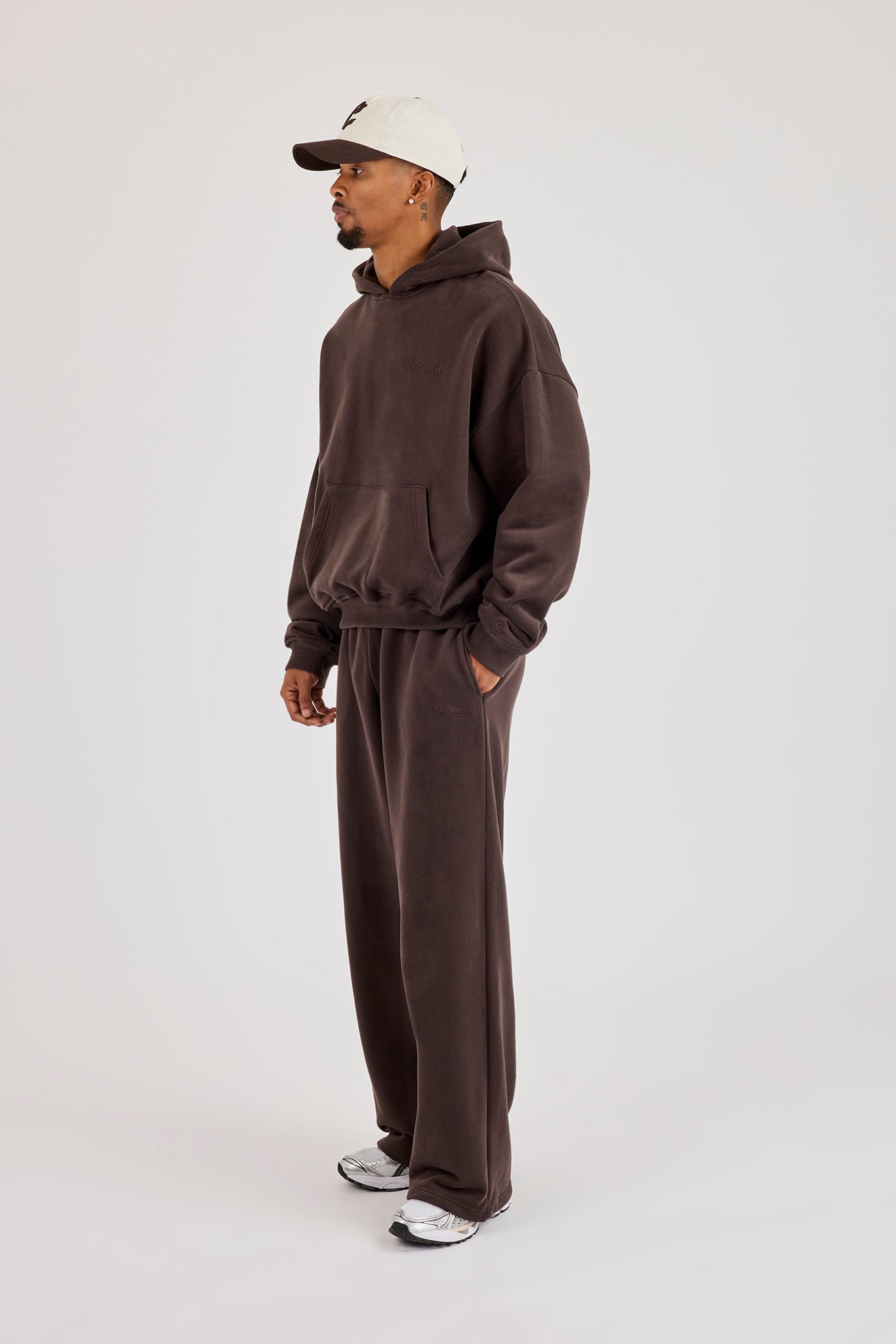 Boxy Hoodie für Herren - Kaffee