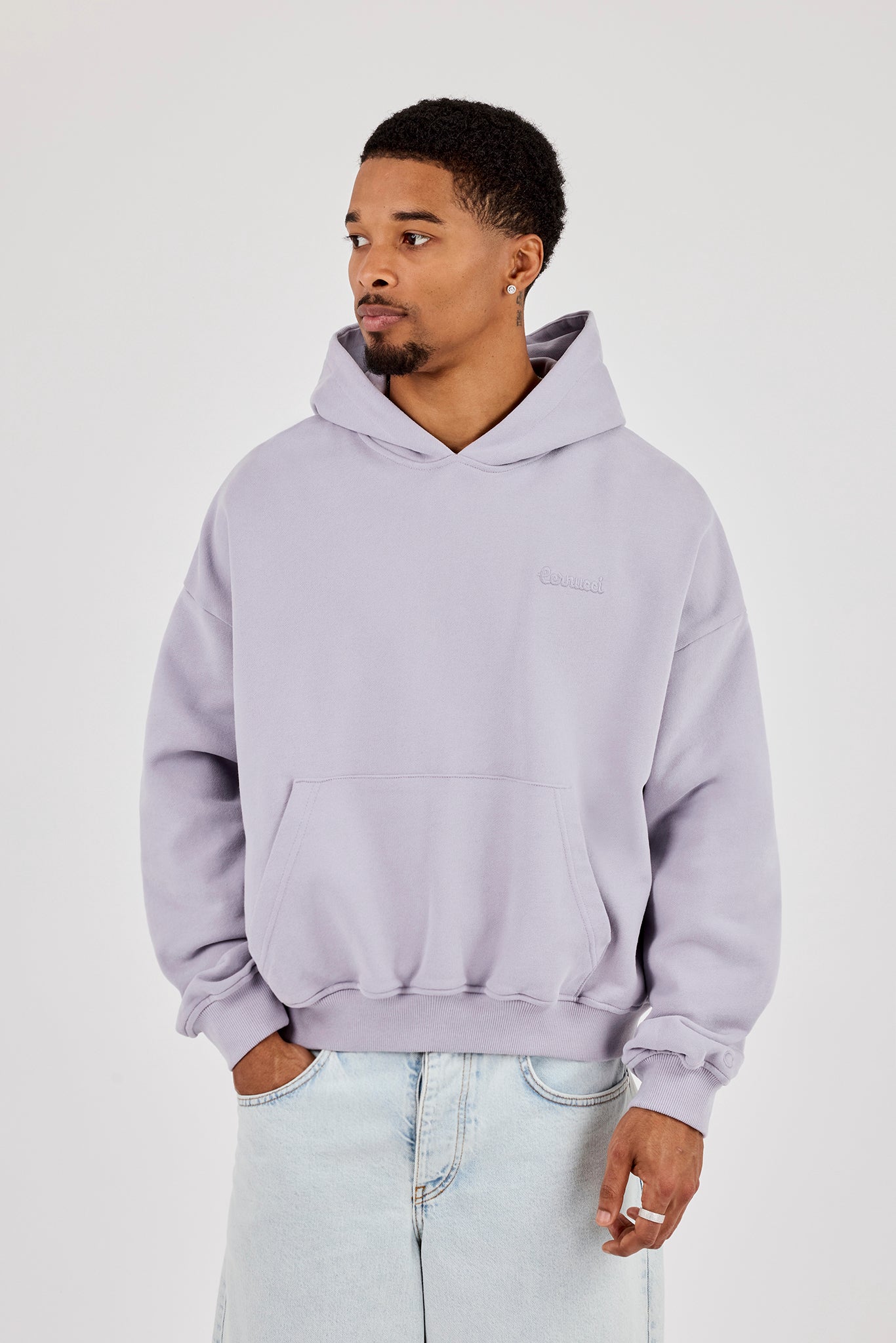 Mens Boxy Hoodie - Dusty Purple