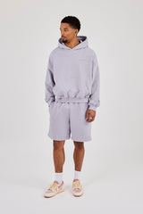 Mens Boxy Hoodie & Relaxed Jersey Short - Dusty Purple