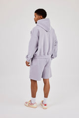 Mens Boxy Hoodie & Relaxed Jersey Short - Dusty Purple