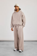 Mens Boxy Hoodie & Baggy Fit Jogger - Stone