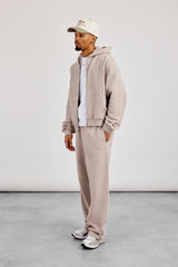 Zip Through Boxy Hoodie & Relaxed Jogger - Stone
