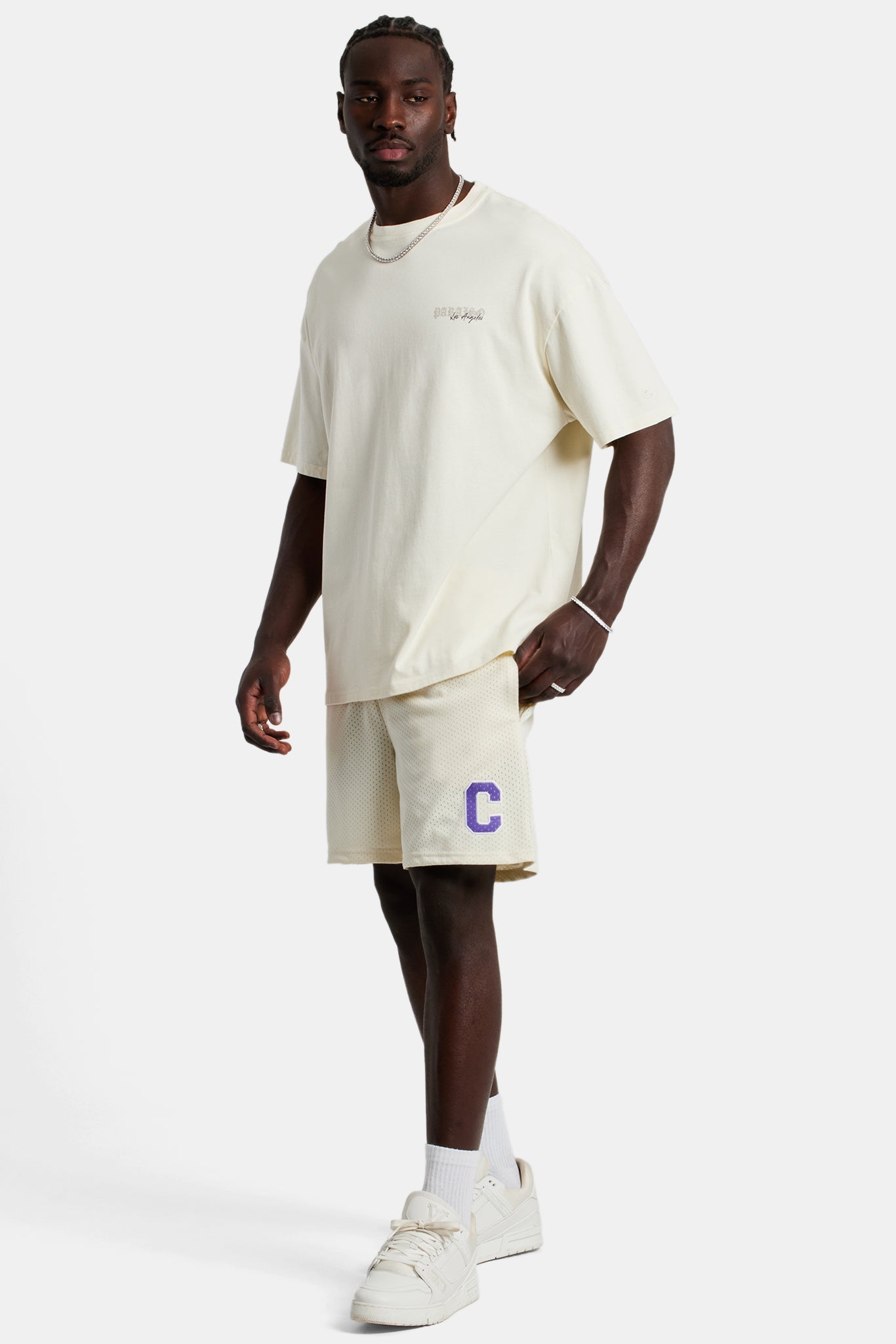 C Mesh Shorts - Creme 