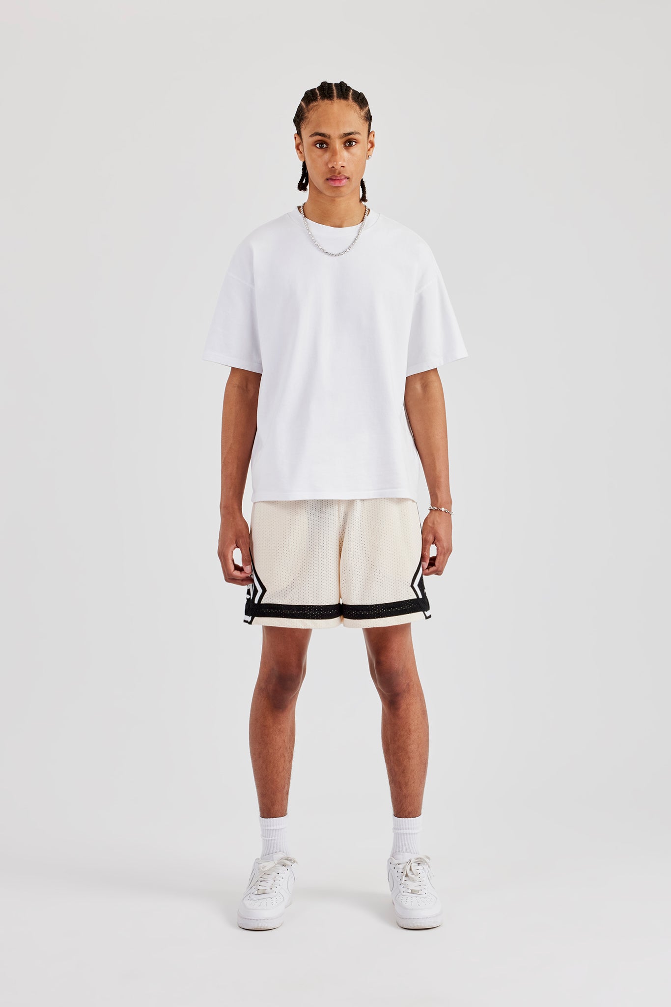 Logo Panelled Mesh Short - Off White