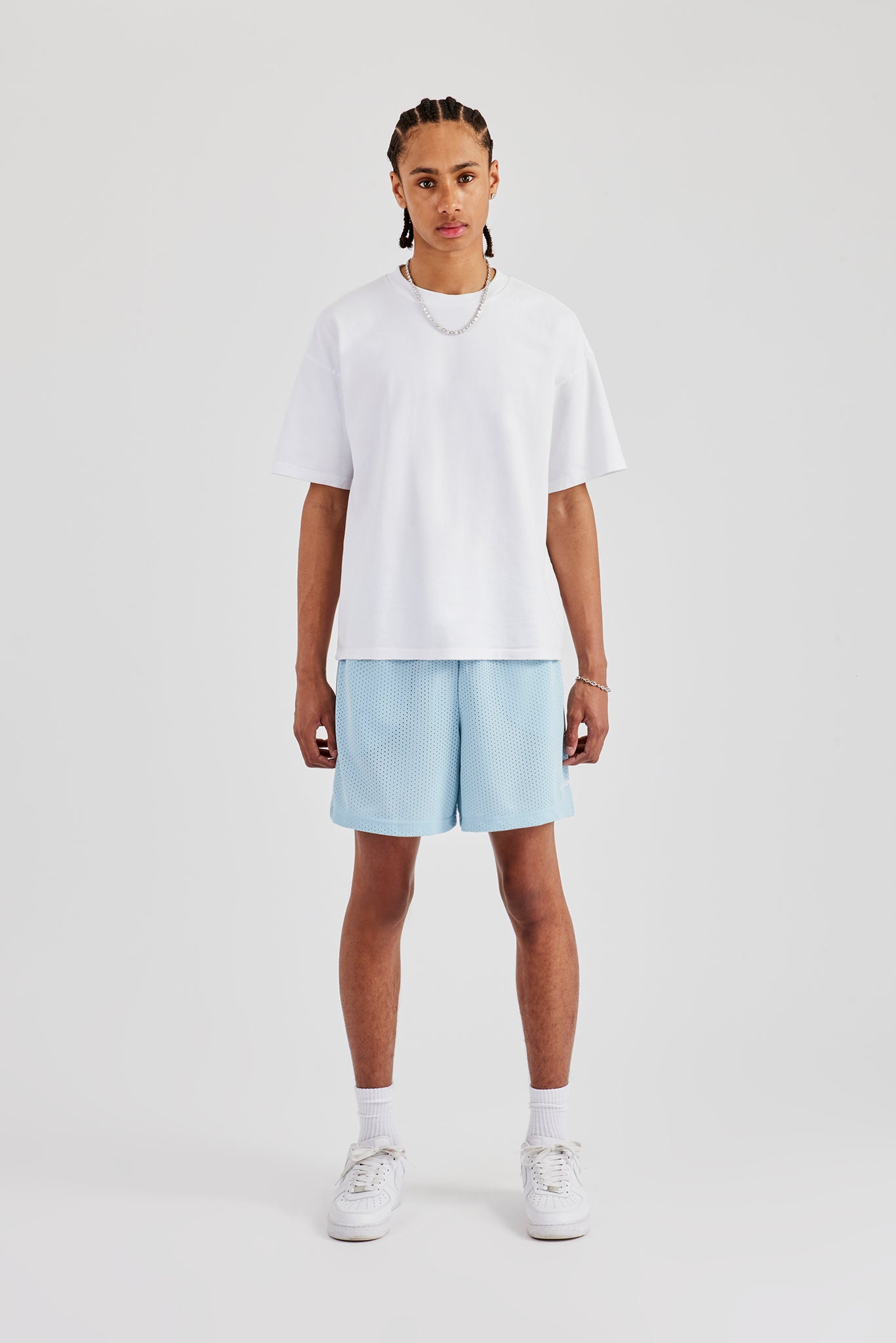 Cernucci Embroidered Mesh Short - Light Blue