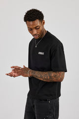 Boxy Cernucci High Build Embroidered T-Shirt - Black