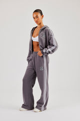 Moto Boxy Zip Through Hoodie &amp; Wide Leg Jogger - Verwaschenes Anthrazit