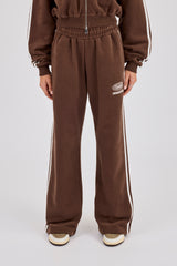 Moto Wide Leg Jogger - Washed Chocolate