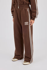 Moto Wide Leg Jogger - Washed Chocolate