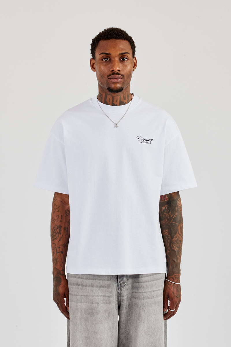 2017 Back Graphic Oversized T-Shirt - White