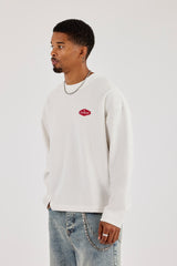 Long Sleeve Boxy Waffle Alto Astral T-Shirt - Off White