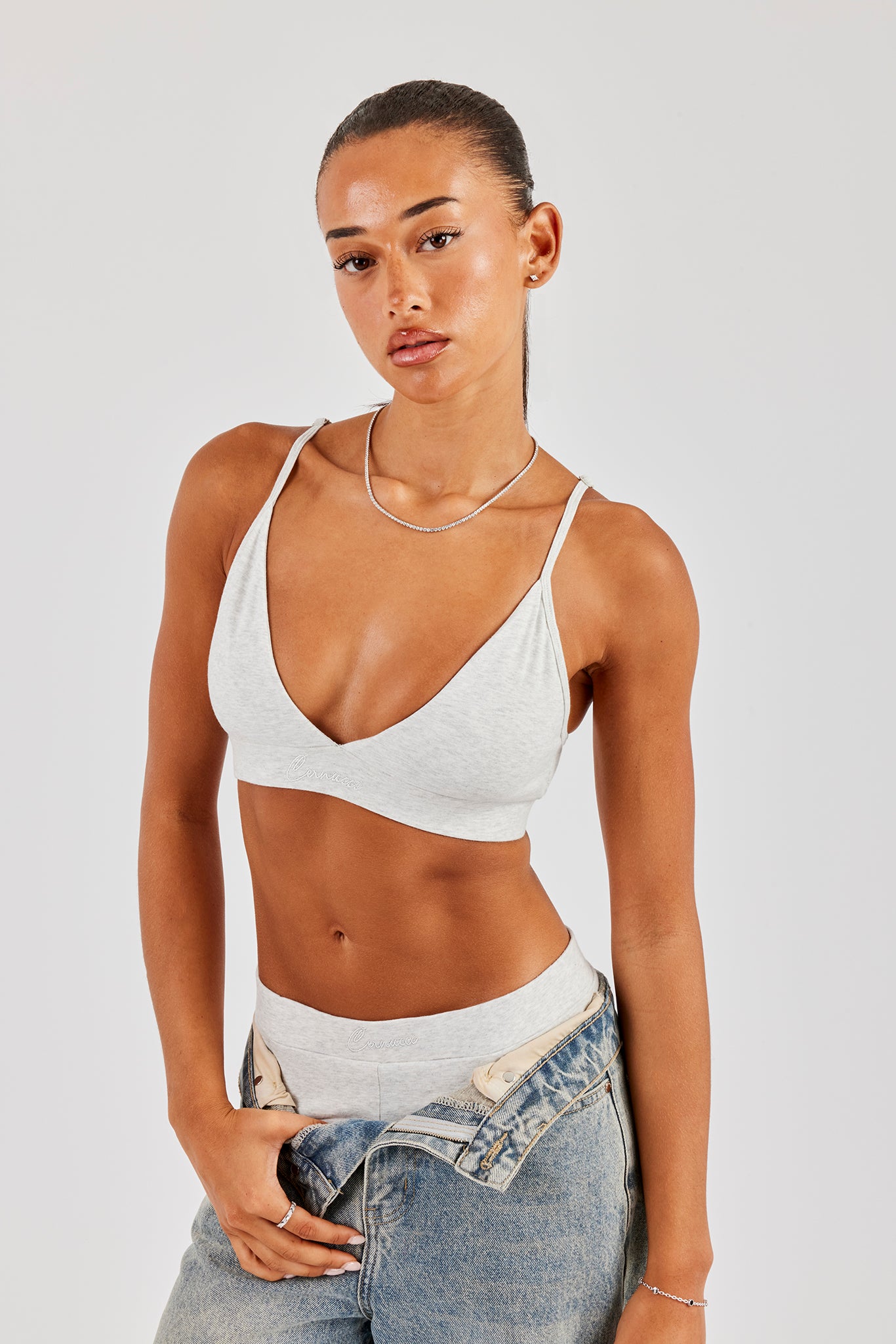 Plunge Front Bralet - Ash Grey