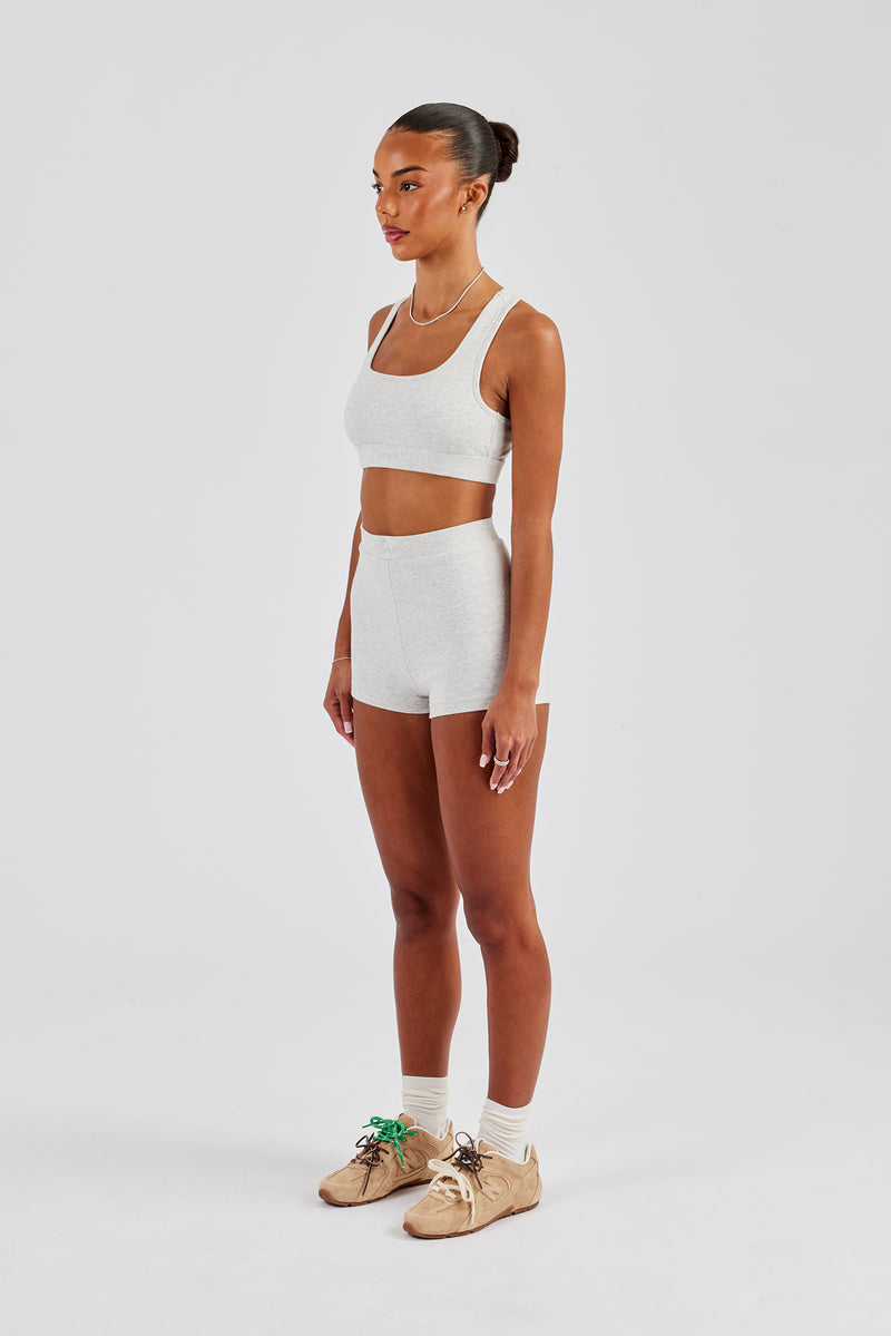 Racer Back Bralet & Jersey Boxer Short Set - Ash Grey