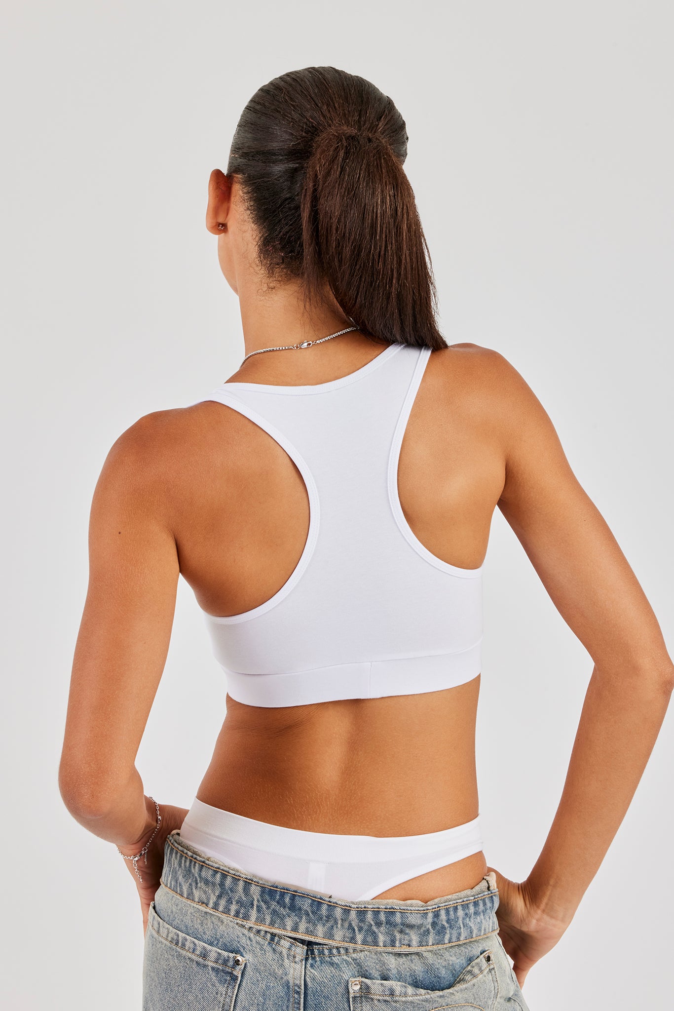 Racerback-Bralette - Weiß