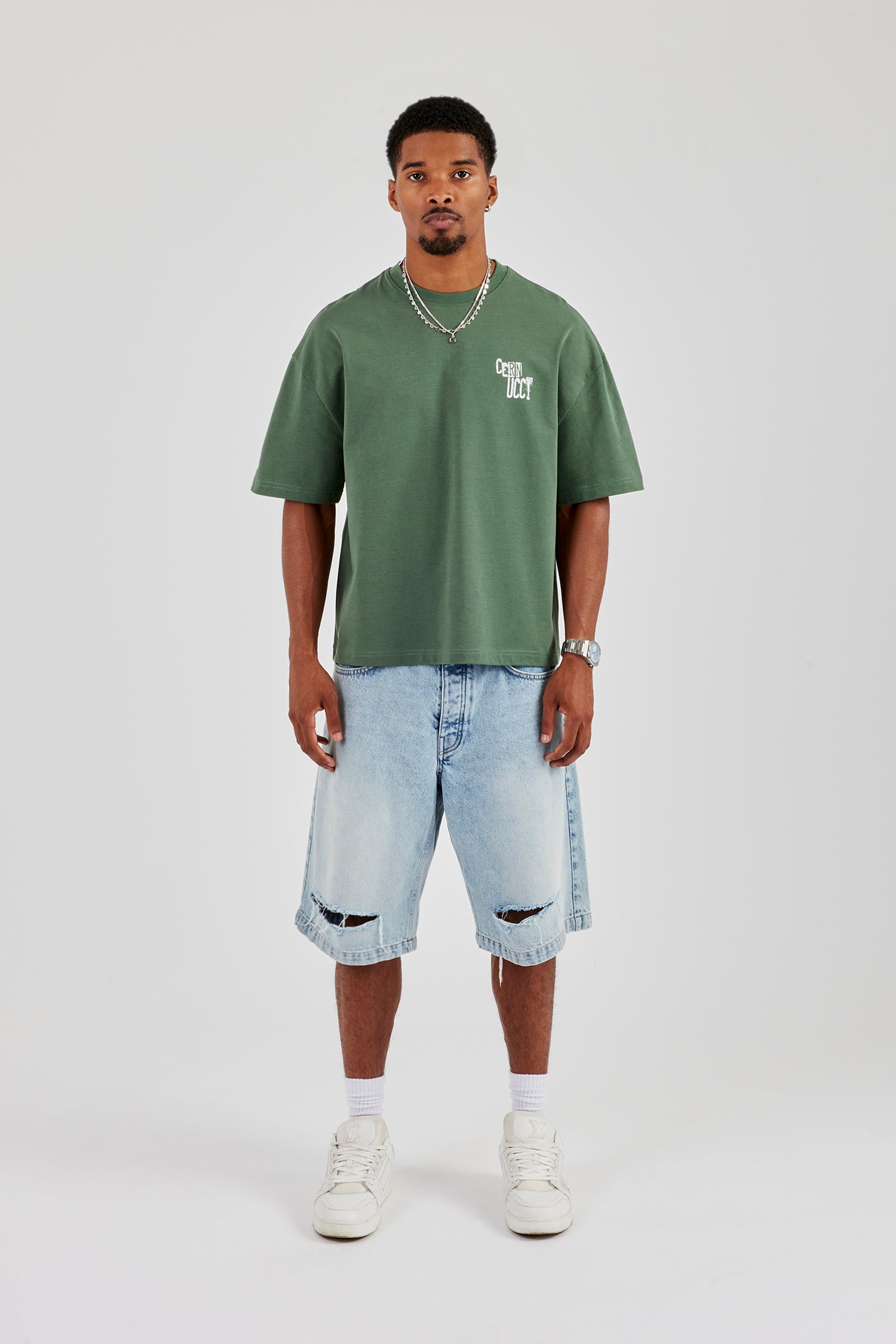 CCC Boxy T-Shirt mit Rückendruck – Waldgrün