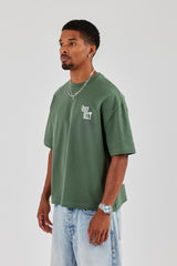 CCC Boxy T-Shirt mit Rückendruck – Waldgrün