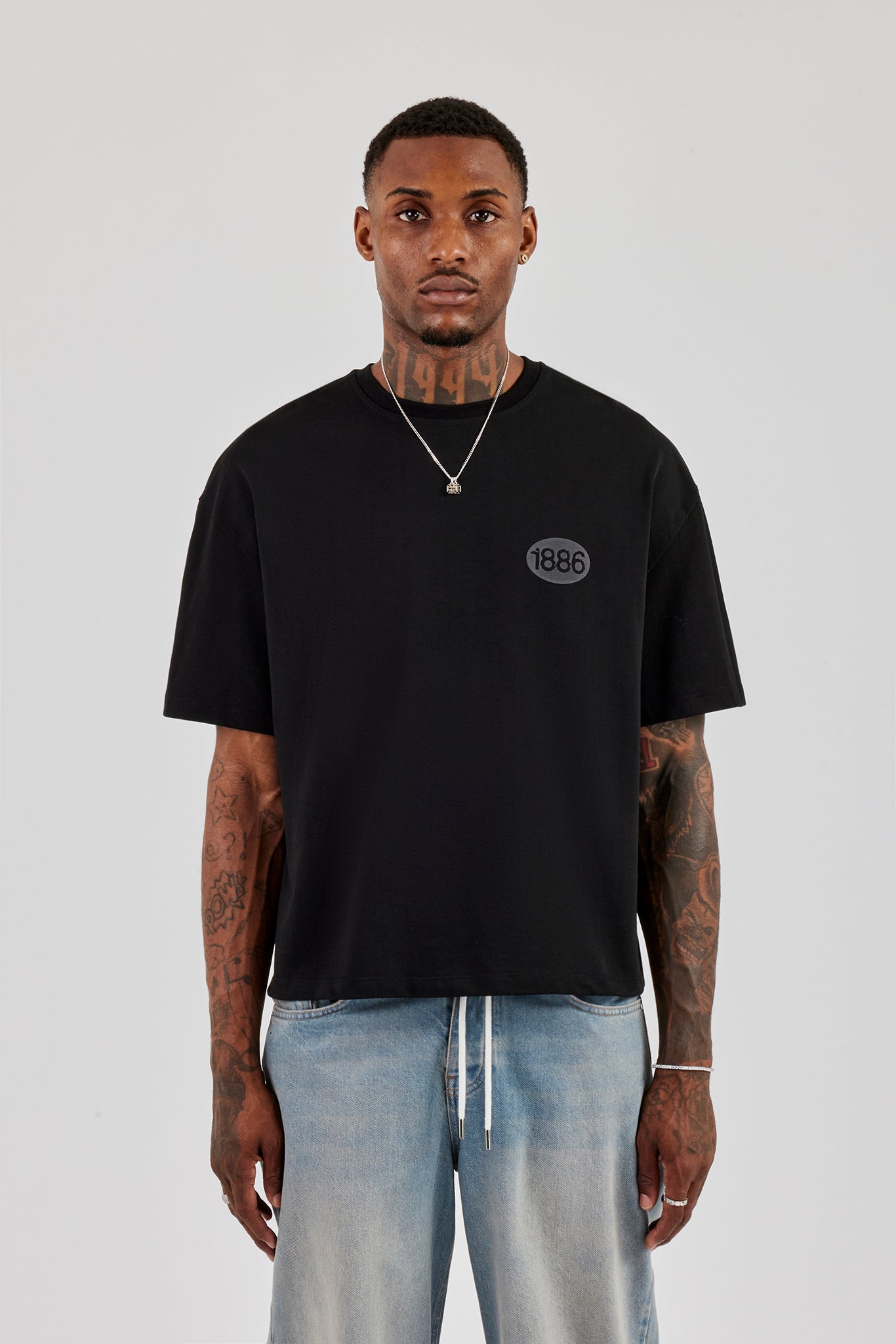 1886 Puff Print Boxy T-Shirt - Black