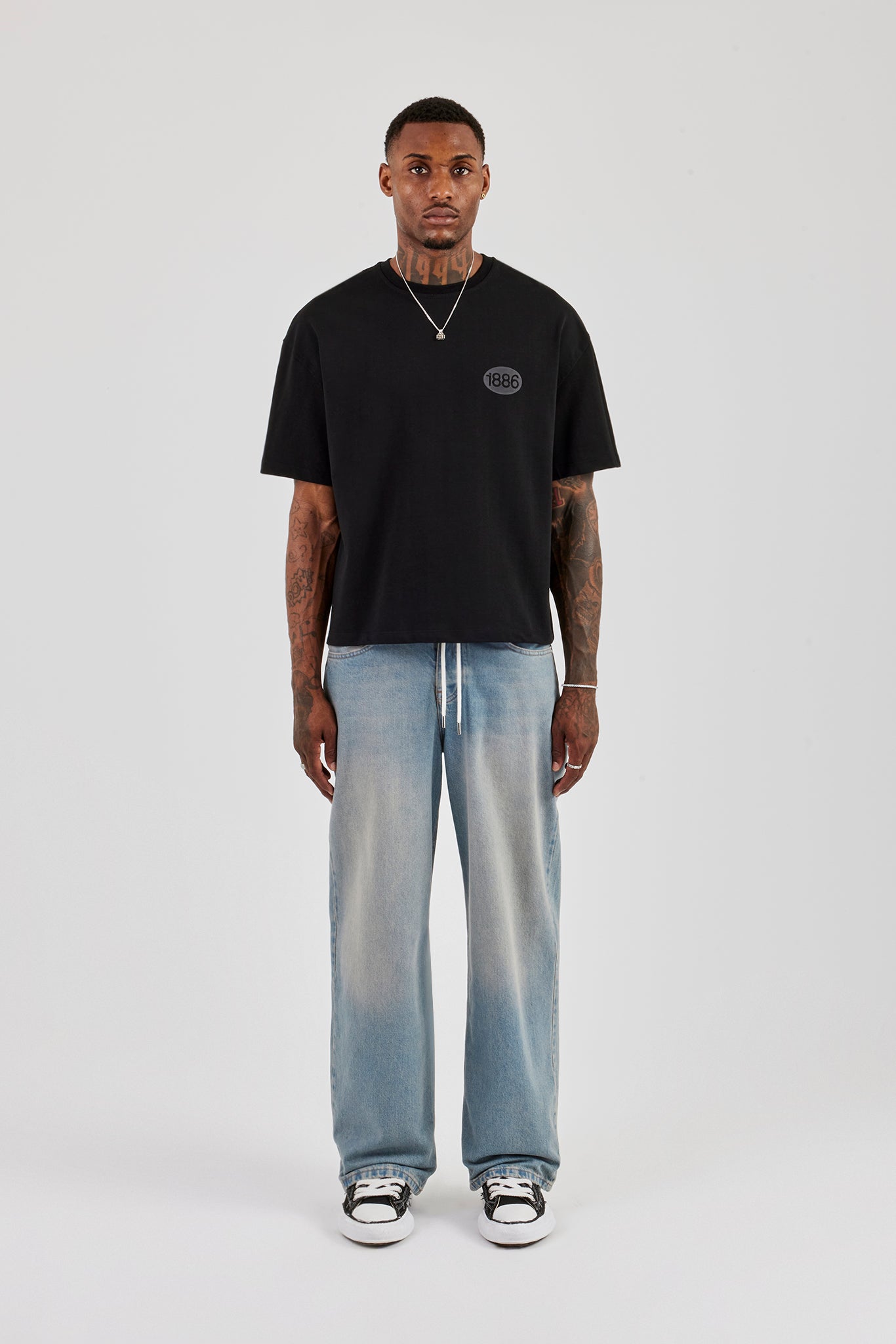 1886 Puff Print Boxy T-Shirt - Black