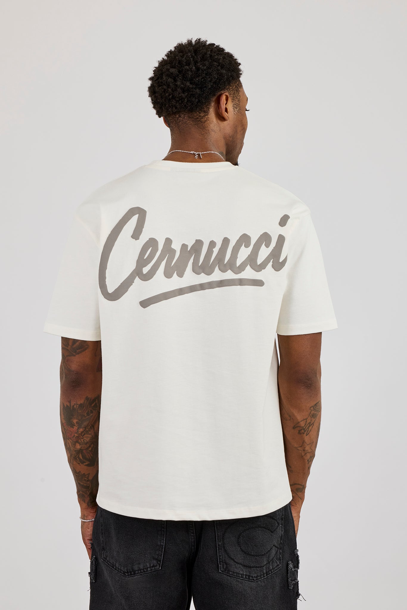 Cernucci Script Back Print T-Shirt - Off White