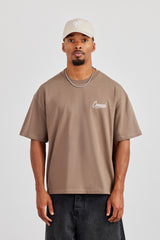 Cernucci Script Back Print T-Shirt - Taupe