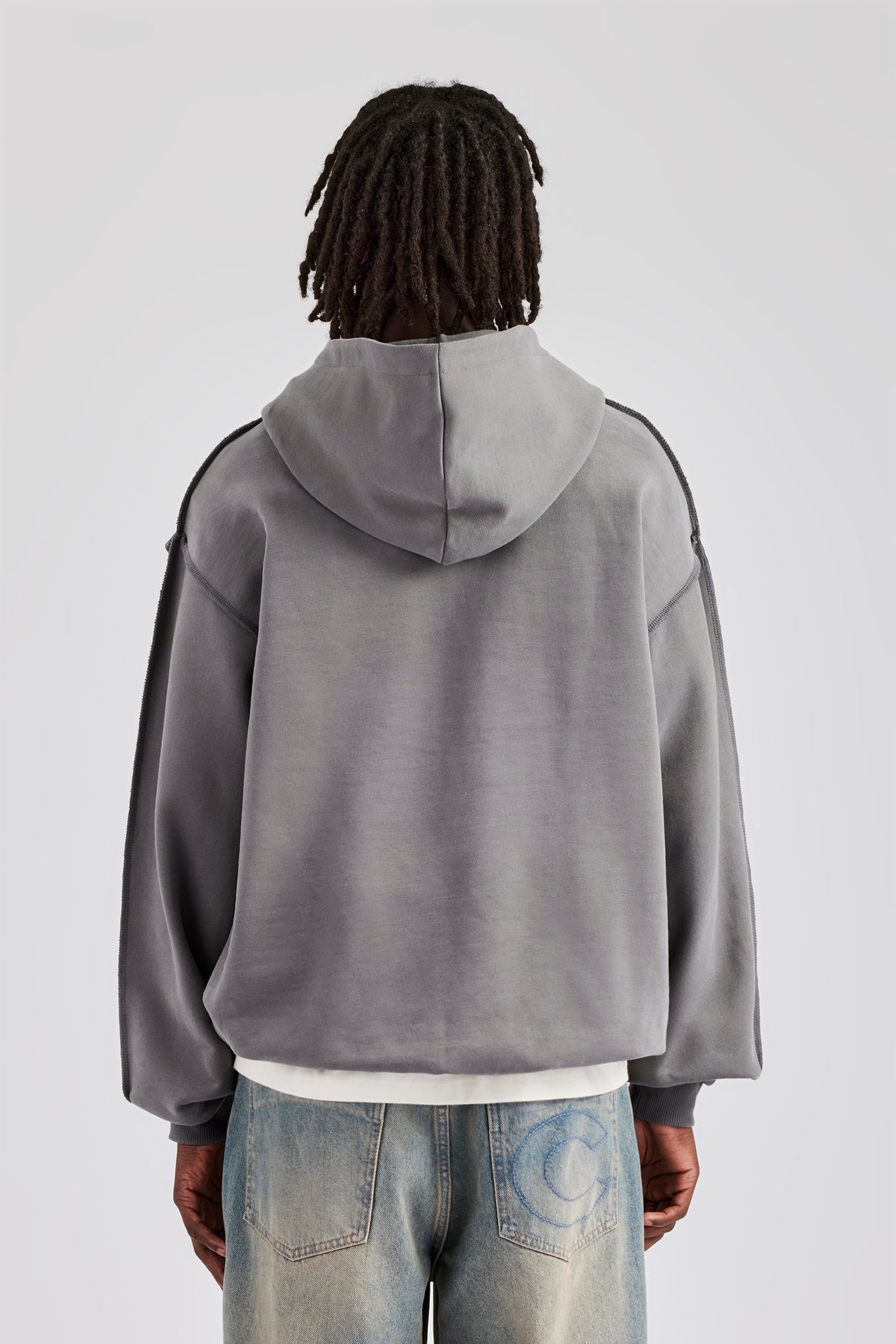 Oversize-Hoodie mit verwaschener Stickerei