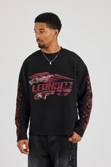Waffle C Star Long Sleeve T-Shirt - Washed Black