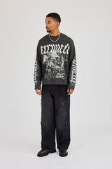 Waffle Cernucci Waved Long Sleeve T-Shirt - Washed Charcoal