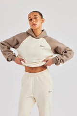 Kapuzenpullover mit kontrastierenden Raglanärmeln - Weiß