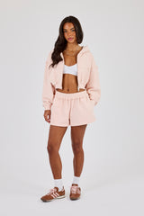 Washed Jersey Short With Distressing - Dusty Pink