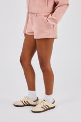 Wildleder-Mikroshorts – Altrosa
