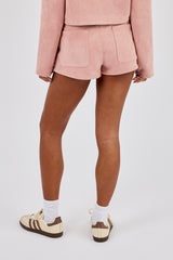 Wildleder-Mikroshorts – Altrosa